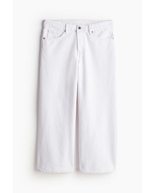 H&M White Baggy Wide Low Ankle Jeans