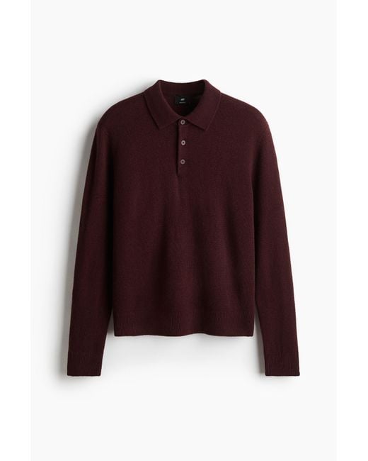 H&M Poloshirt aus Wolle in Regular Fit in Red für Herren