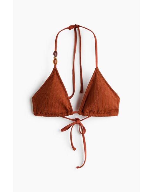 H&M Padded Triangelbikinitop in het Brown