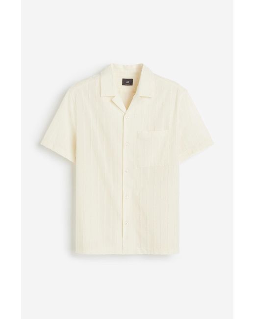 H&M Freizeithemd aus Strukturstoff in Regular Fit in White für Herren