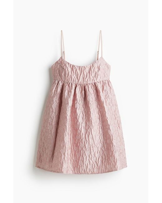 H&M Pink Trägerkleid aus Jacquardstoff