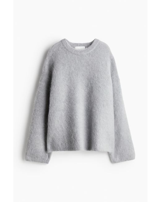 H&M Gray Oversize-Pullover aus Mohairmix