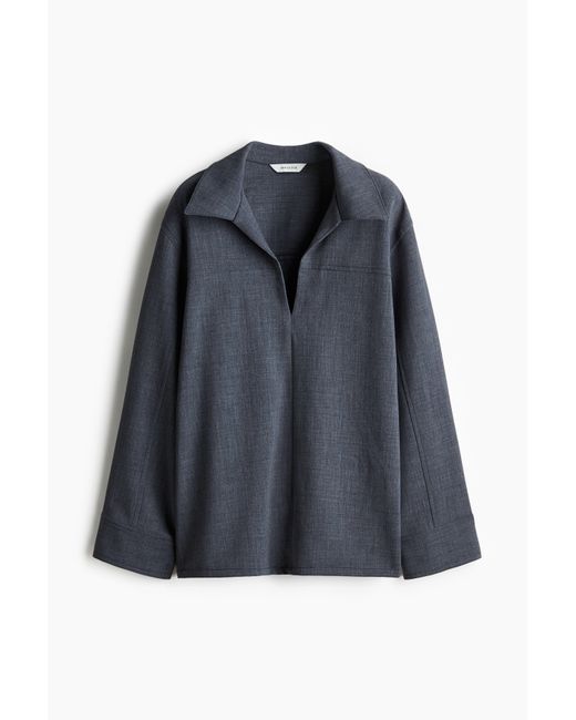 H&M Blue Popover-Hemd aus Twill