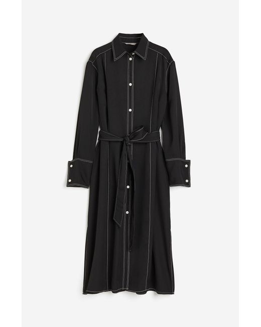 H&M Black Blusenkleid mit Bindegürtel
