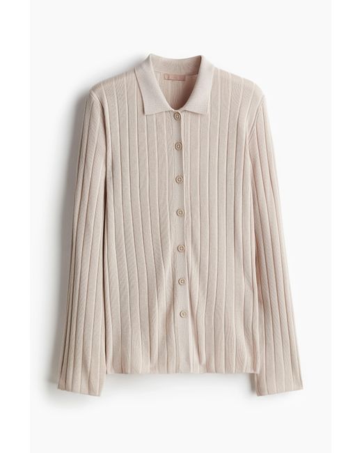 H&M Ribgebreide Doorknooptop in het Natural