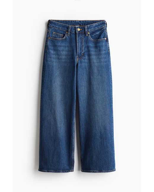 H&M Blue Wide High Cropped Jeans