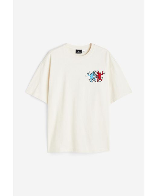 H&M Relaxed Fit Printed T-shirt in White for Men | Lyst Australia