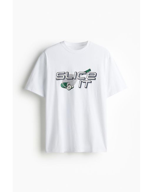 T-shirt de sport effet coton DryMoveTM Loose Fit H&M pour homme en coloris White