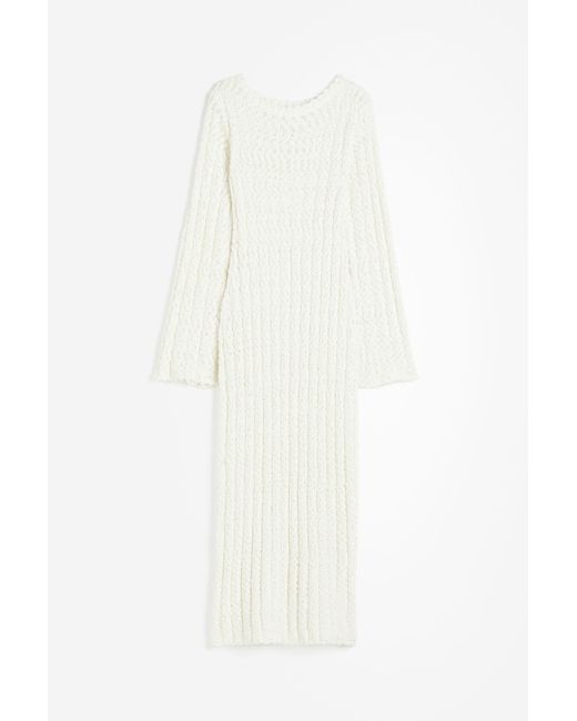 H&M White Bodycon-Kleid aus Bouclé-Strick