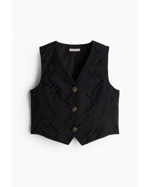 H&M Black Weste mit Broderie Anglaise