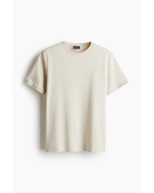 H&M T-Shirt mit Struktur in Regular Fit in White für Herren