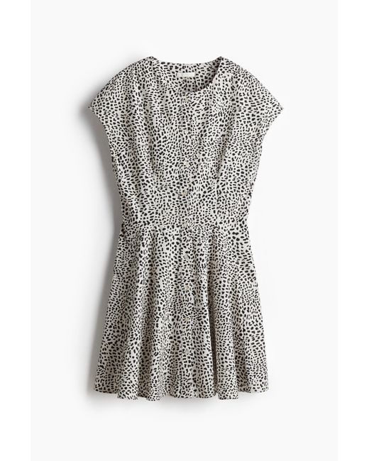 H&M Gray Durchgeknöpftes Baumwollkleid