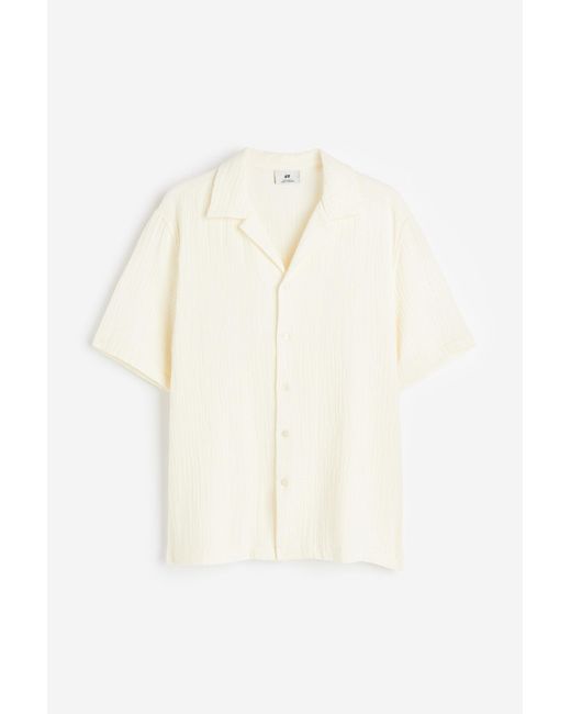 H&M Freizeithemd aus Musselin Regular Fit in White für Herren