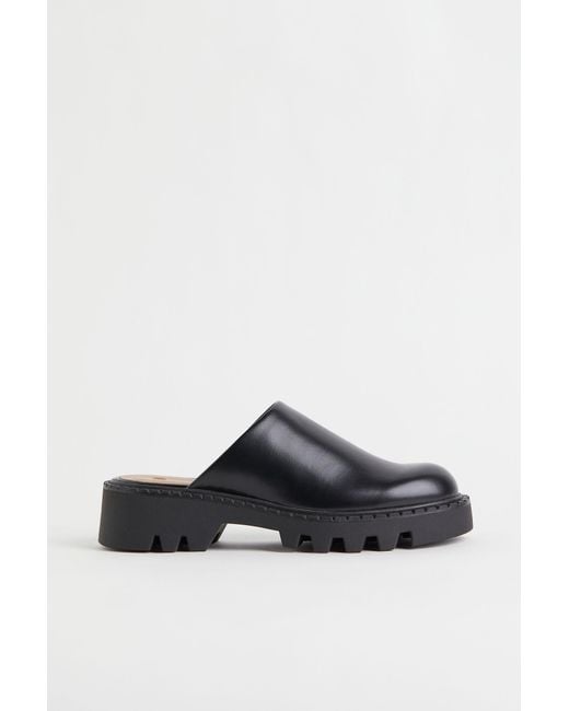 topshop lana leather chunky mule in khaki