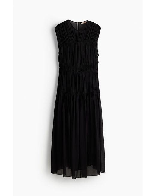H&M Black Gerafftes Kleid aus Viskose