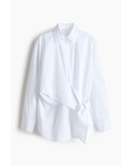 H&M White Bluse mit Bindebändern