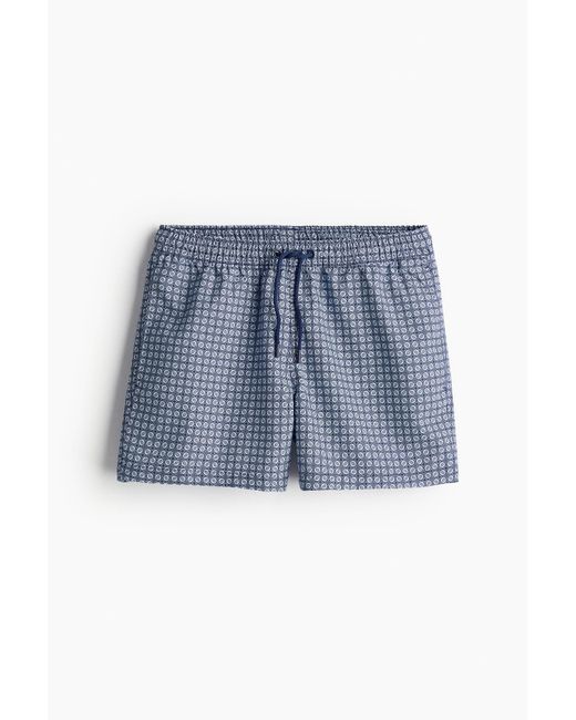 H&M Borg Print Swim Shorts in het Blue voor heren
