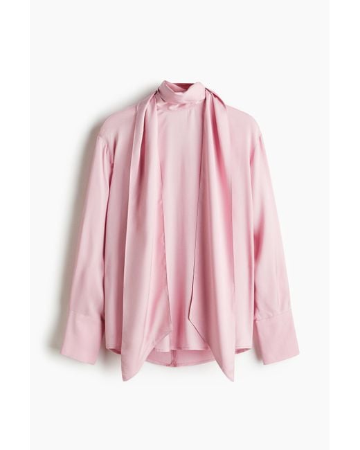 H&M Blouse Met Sjaal in het Pink