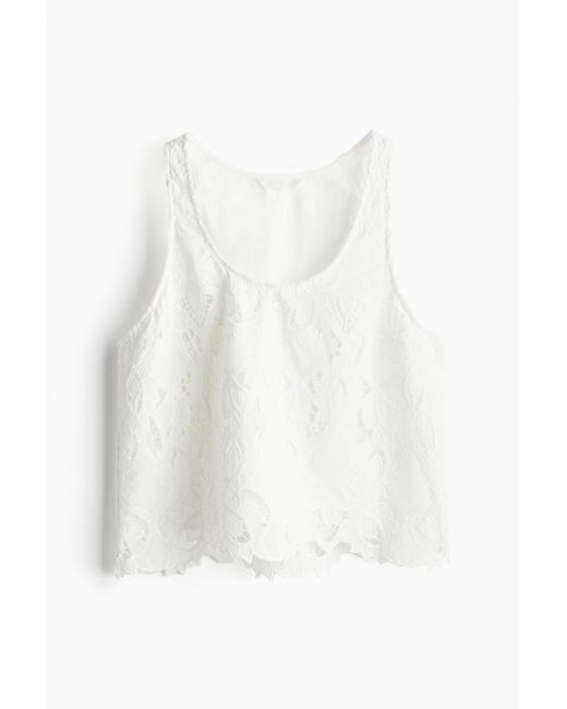 H&M White Tanktop mit Broderie Anglaise