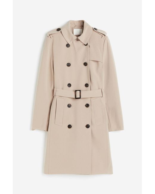 H&M Double-breasted Trenchcoat in het Natural