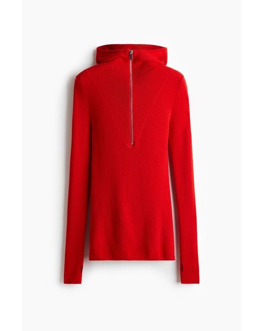 H&M Red Hoodie aus Merinowolle