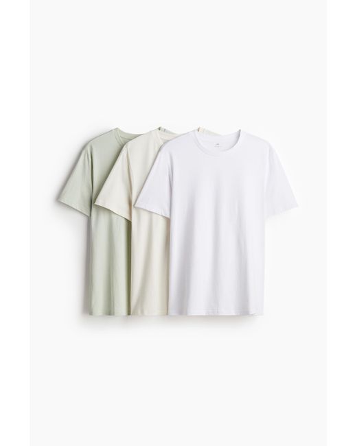 Lot de 3 T-shirts Regular Fit H&M pour homme en coloris White