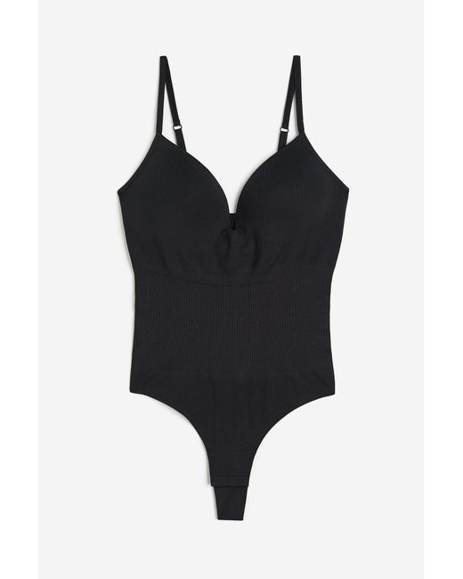 H&M Seamless Push-up Stringbody in het Black