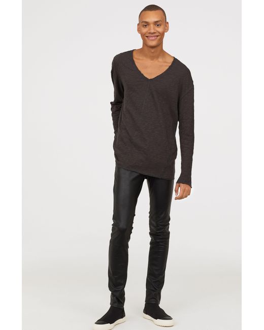 H\u0026M Faux Leather Pants in Black for Men 