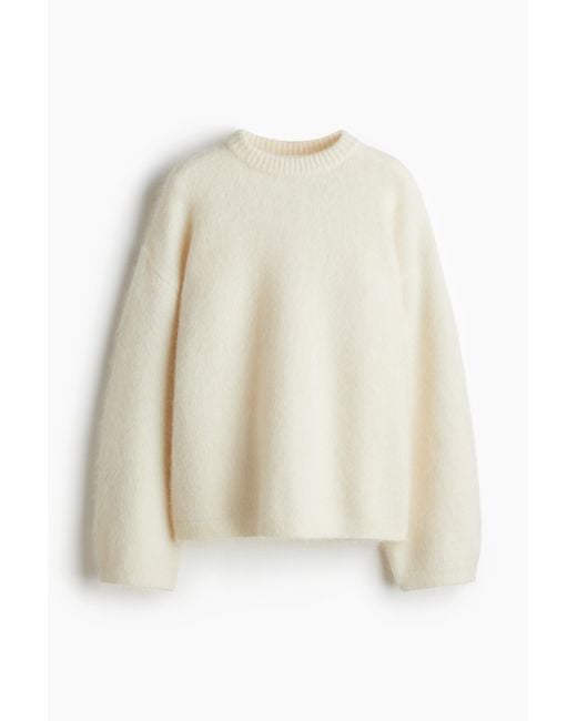 H&M White Oversized Pullover aus Mohairmix