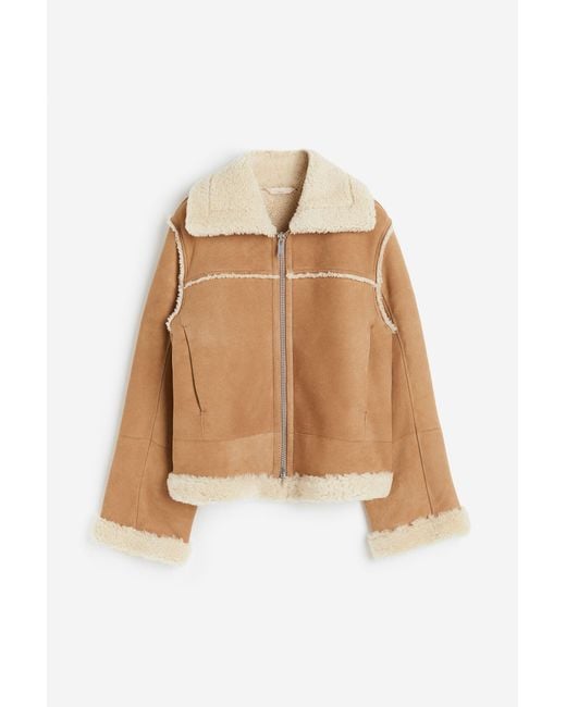 Veste en cuir velours avec doublure Teddy bear H&M en coloris Neutre | Lyst