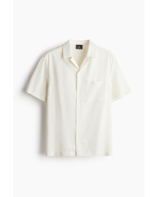 Chemise Regular Fit en lyocell avec col cubain H&M pour homme en coloris White
