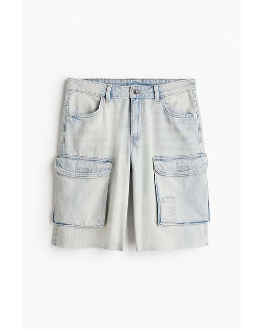 H&M Blue Low Denim Cargo Shorts