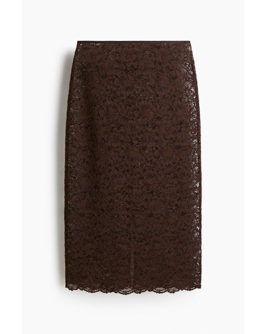 H&M Brown Bleistiftjupe aus Spitze