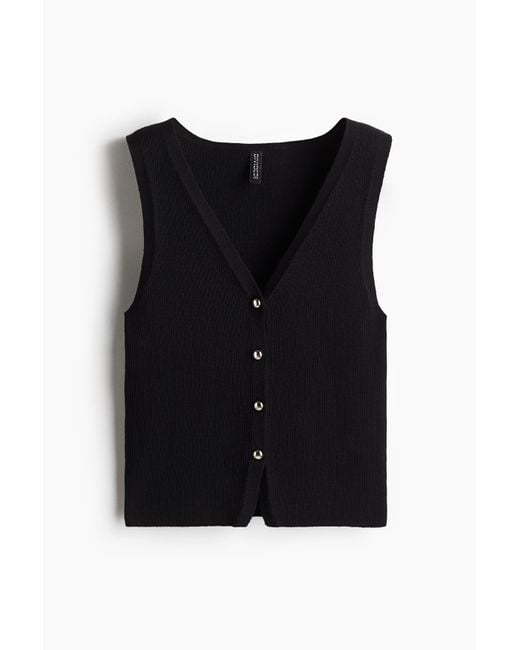 Pull Sans Manches À Boutons H&M en coloris Black