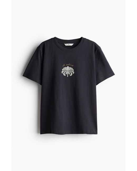 T-shirt en coton H&M en coloris Black