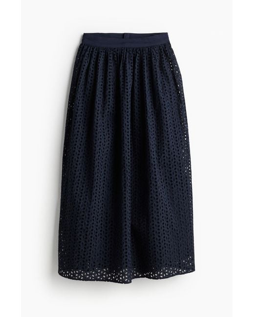 H&M Blue Maxijupe mit Broderie Anglaise
