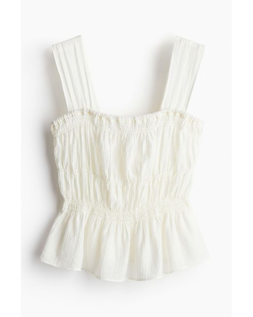 H&M White Peplum-Top aus Crêpe