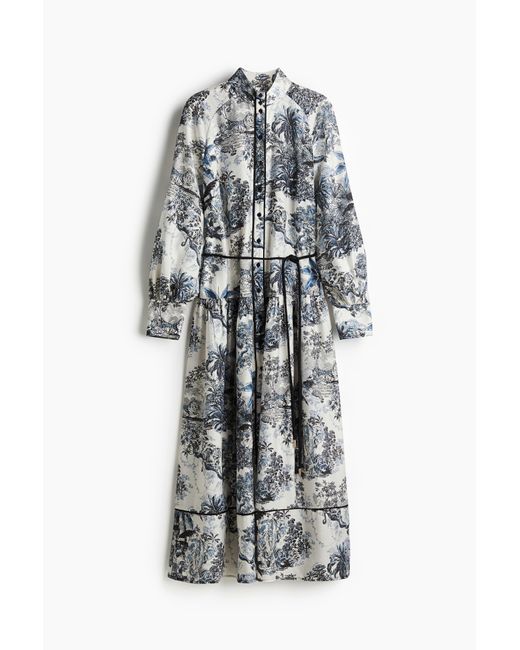 H&M White Maxikleid mit Bindegürtel