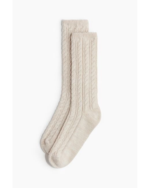 H&M White Socken mit Zopfmuster