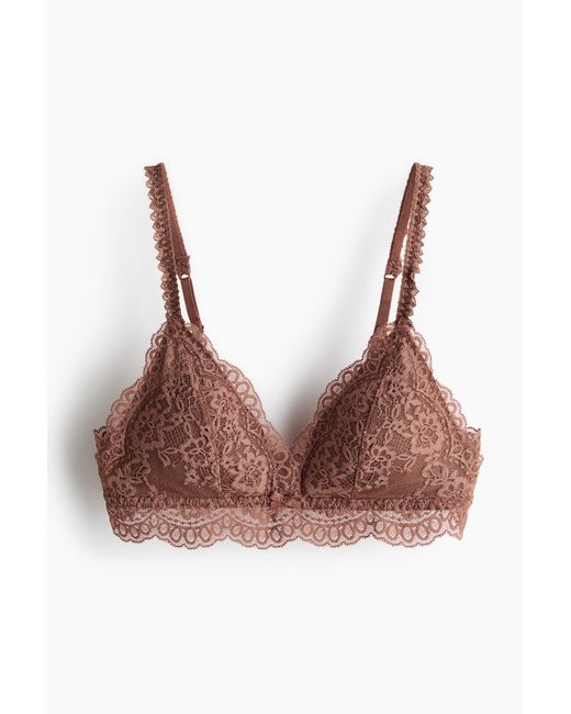 H&M Brown Wattierter Soft-BH mit Spitze