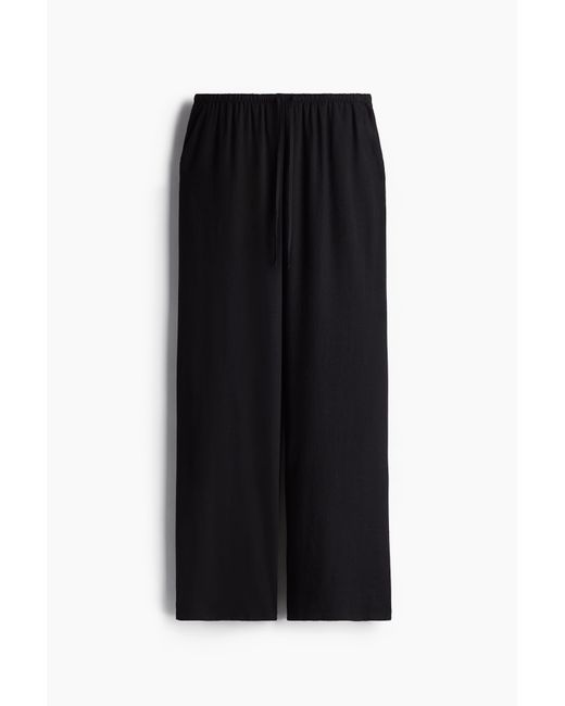 H&M Rechte Broek Met Drawstring in het Black
