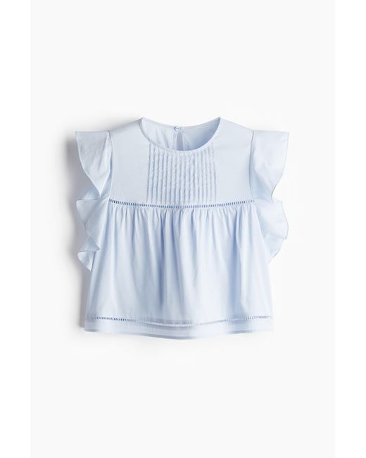 H&M Blue Bluse mit Volantärmeln
