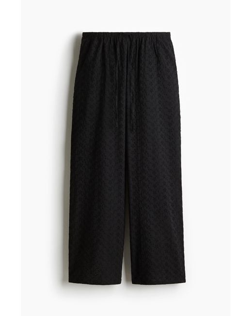 H&M Rechte Broek Met Drawstring in het Black