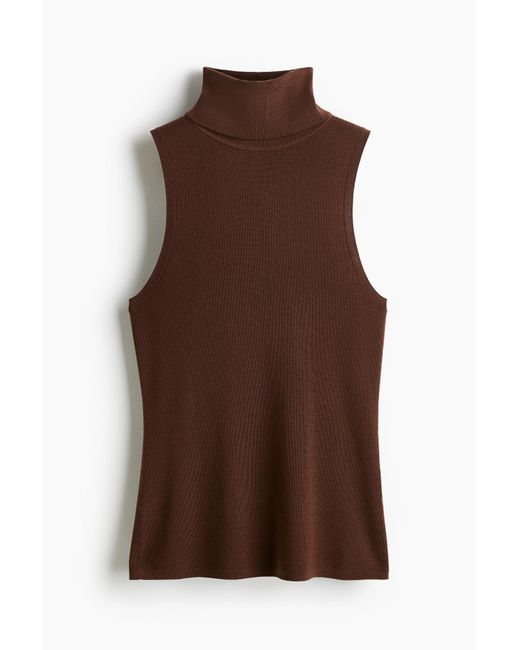 H&M Brown Wolltop mit Rollkragen
