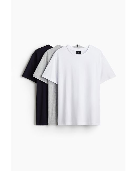 H&M 3er-Pack T-Shirts in Regular Fit in Blue für Herren