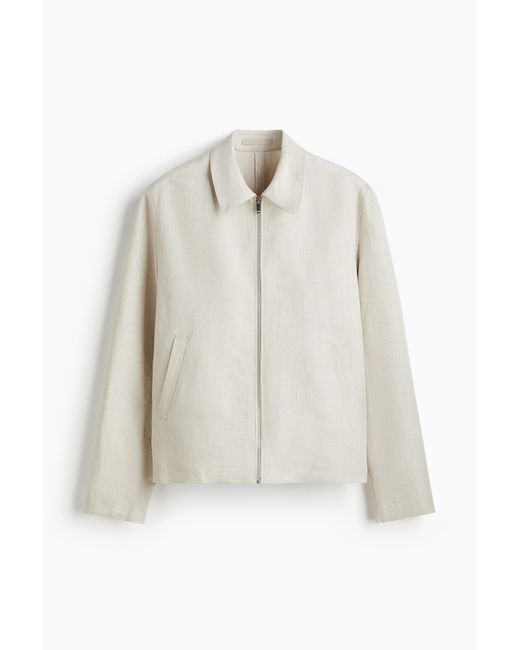 H&M Jacke aus Leinenmix in Regular Fit in White für Herren