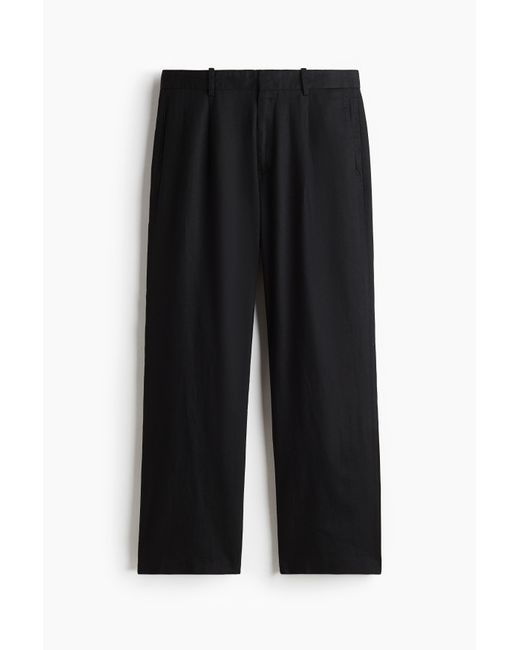 Pantalon Relaxed Fit En Lin Mélangé H&M pour homme en coloris Black