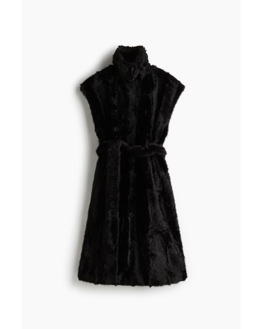 H&M Lang Gilet Met Strikceintuur in het Black