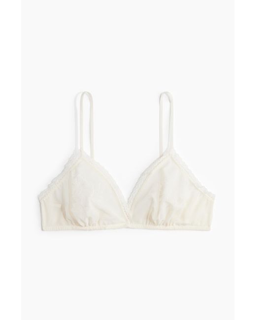 H&M White Soft-BH mit Stickereien
