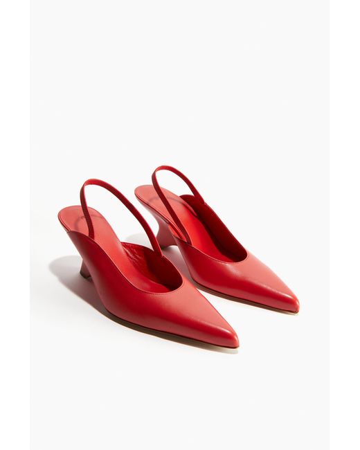 H&M Giaborghini H & M Helena Wedge Slingback Sandal in het Red